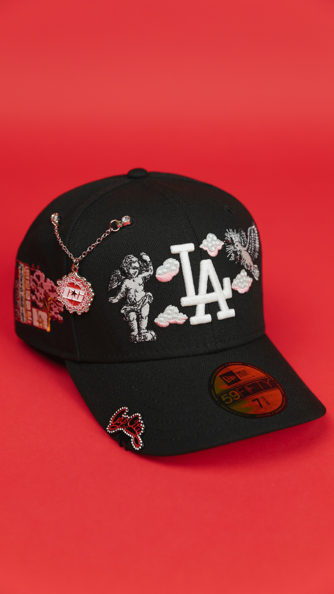 NEW ERA EXCLUSIVE 59FIFTY BLACK LOS ANGELES DODGERS "HEAVENLY CITY" W/ JAPANESE PINK BLOSSOM SIDE PATCH *FREE BLIP INCLUDED