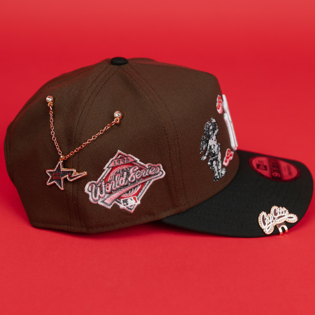 NEW ERA EXCLUSIVE 9FIFTY A-FRAME BROWN/ BLACK NEW YORK YANKEES "HEAVENLY CITY" W/ WORLD SERIES SIDE PATCH *FREE BLIP INCLUDED