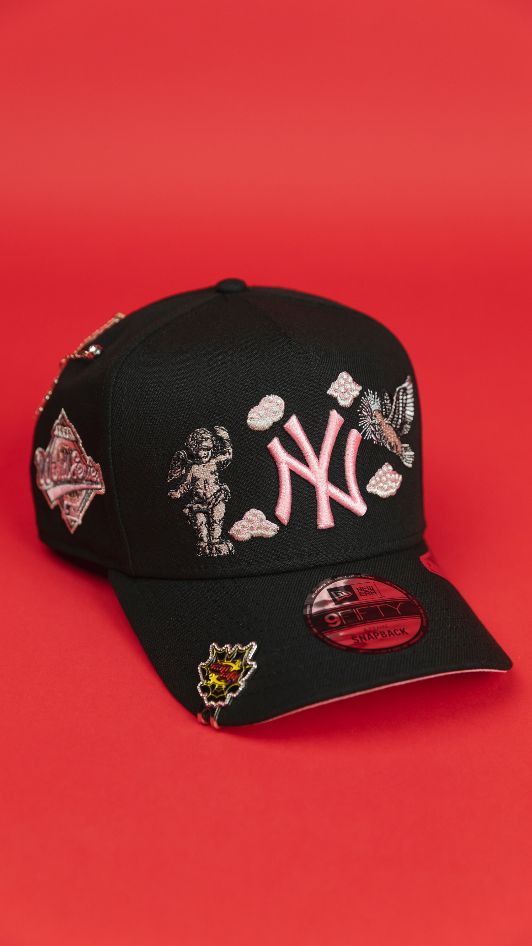 NEW ERA EXCLUSIVE 9FIFTY A-FRAME BLACK NEW YORK YANKEES "HEAVENLY CITY" W/ WORLD SERIES SIDE PATCH *FREE BLIP INCLUDED