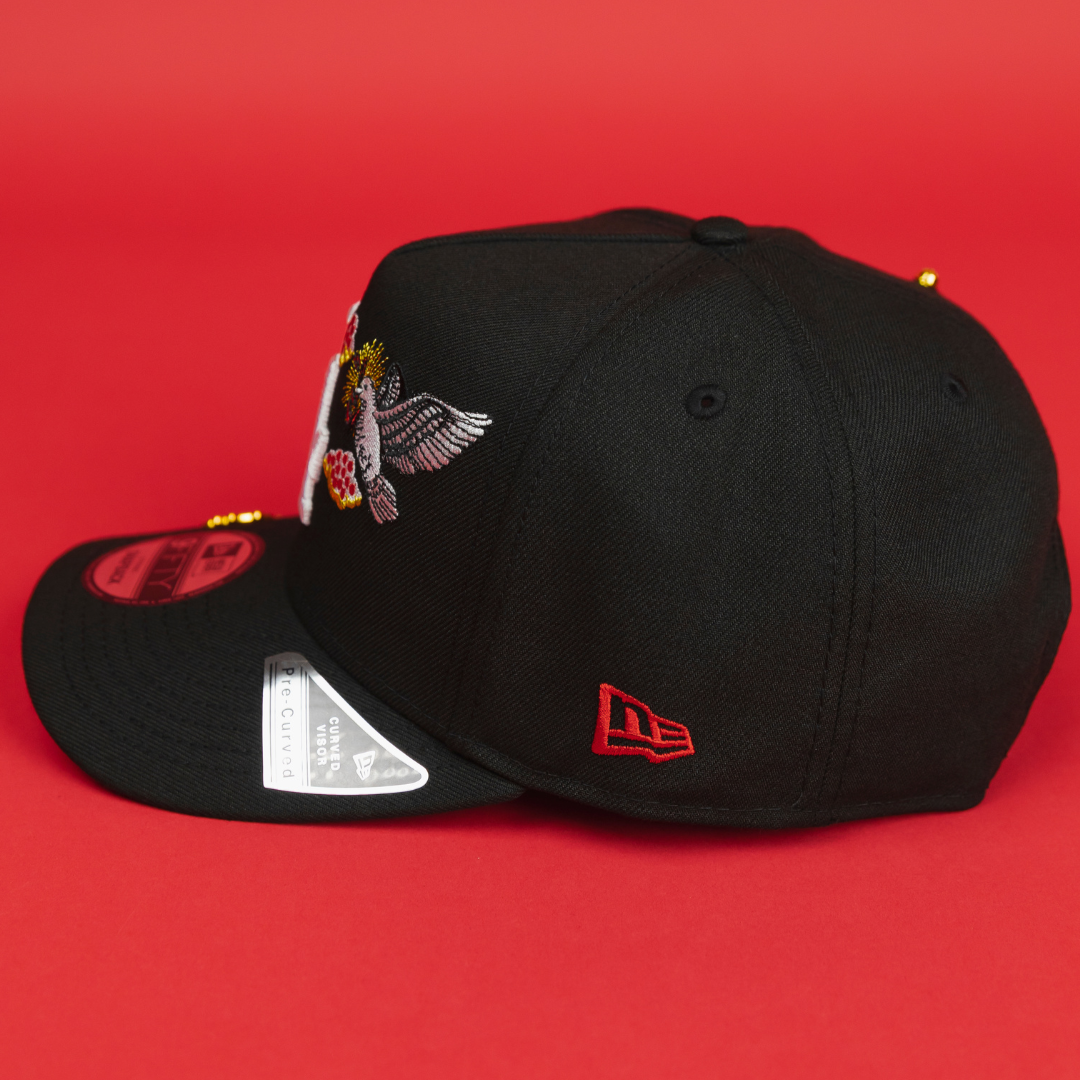 NEW ERA EXCLUSIVE 9FIFTY A-FRAME BLACK LOS ANGELES DODGERS "HEAVENLY CITY" W/ 100TH ANNIVERSARY SIDE PATCH *FREE BLIP INCLUDED
