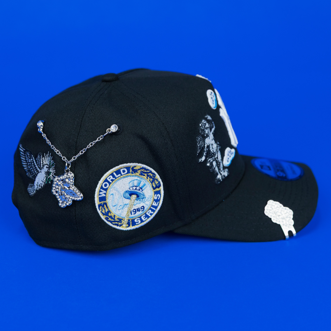 NEW ERA EXCLUSIVE 9FIFTY A-FRAME BLACK NEW YORK YANKEES "HEAVENLY CITY" W/ 1949 WORLD SERIES SIDE PATCH *FREE BLIP INCLUDED