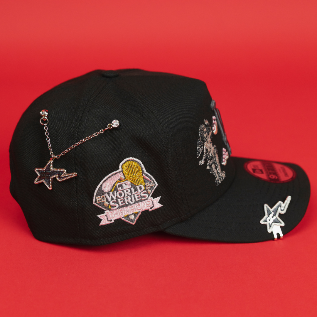 NEW ERA EXCLUSIVE 9FIFTY A-FRAME BLACKED OUT LOS ANGELES DODGERS "HEAVENLY CITY" W/ WORLD SERIES CHAMPIONS SIDE PATCH *FREE BLIP INCLUDED