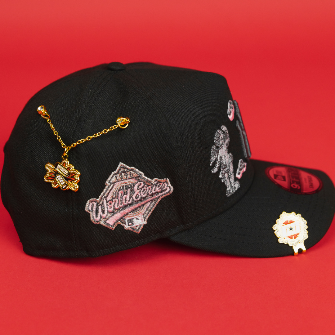 NEW ERA EXCLUSIVE 9FIFTY A-FRAME BLACKED OUT NEW YORK YANKEES "HEAVENLY CITY" W/ 1996 WORLD SERIES SIDE PATCH *FREE BLIP INCLUDED