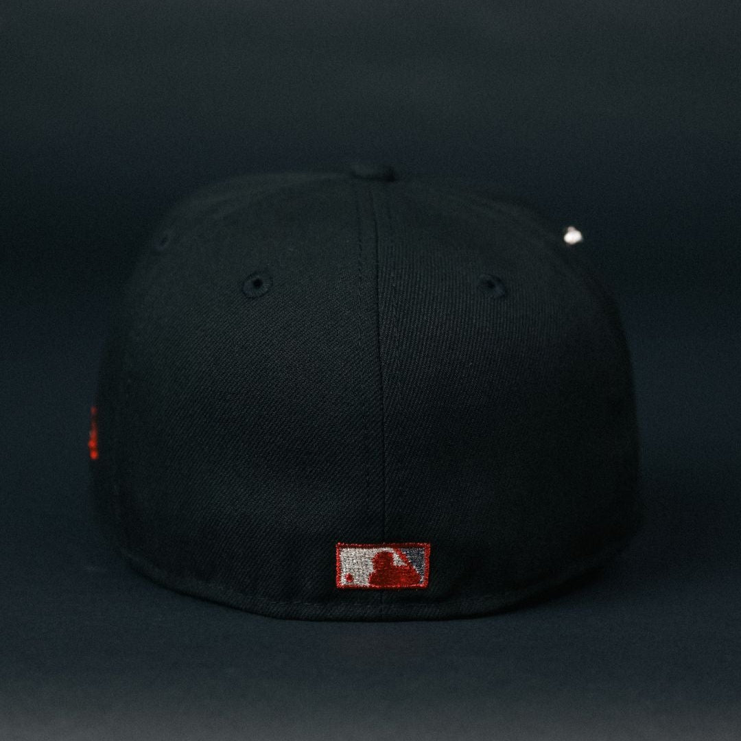 NEW ERA EXCLUSIVE 59FIFTY BLACK ANAHEIM ANGELS W/ 35TH ANNIVERSARY SIDE PATCH