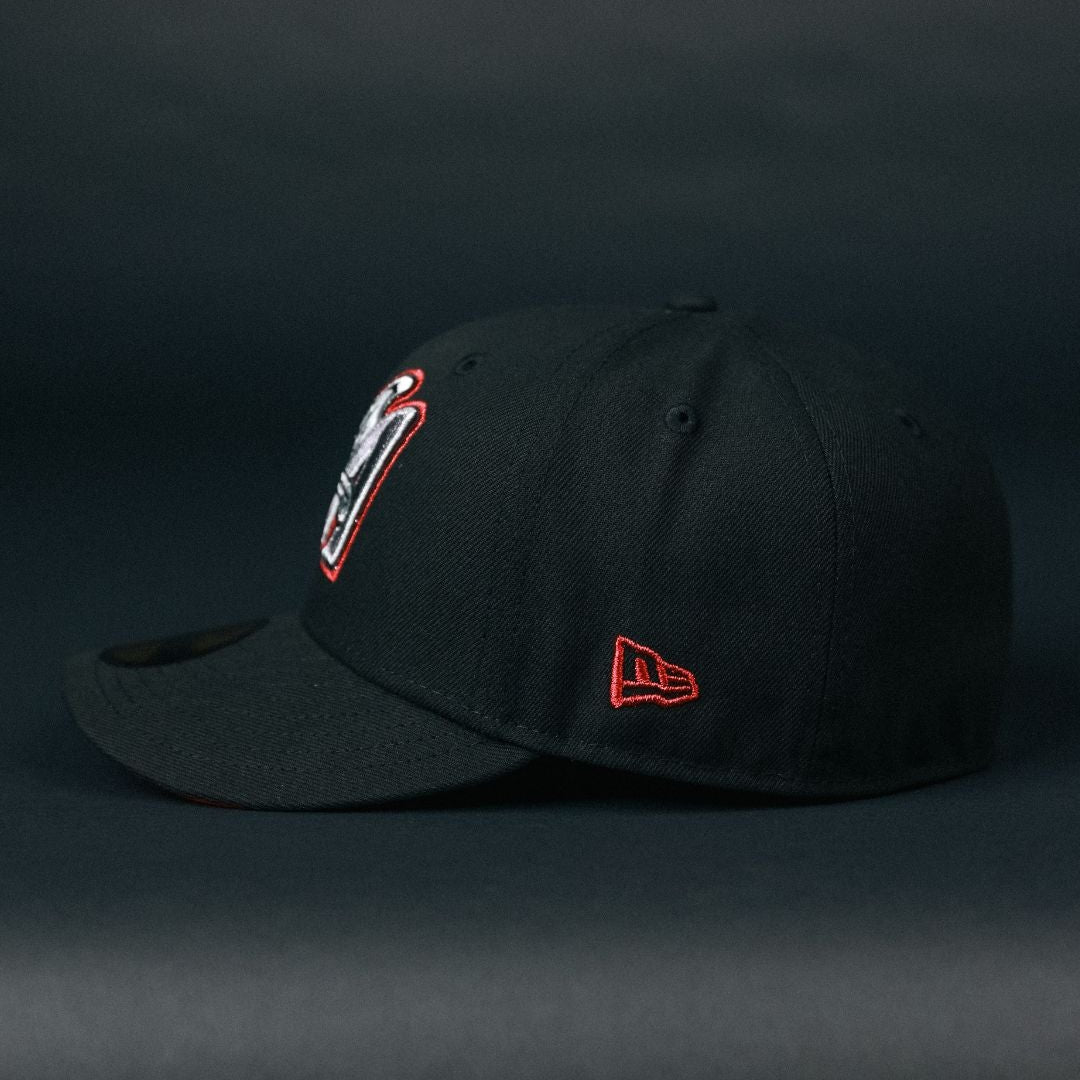NEW ERA EXCLUSIVE 59FIFTY BLACK ANAHEIM ANGELS W/ 35TH ANNIVERSARY SIDE PATCH