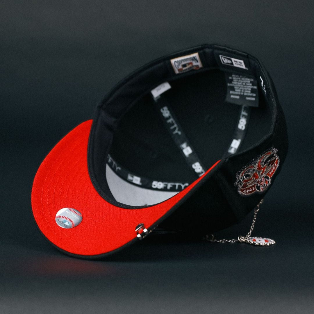 NEW ERA EXCLUSIVE 59FIFTY BLACK ANAHEIM ANGELS W/ 35TH ANNIVERSARY SIDE PATCH
