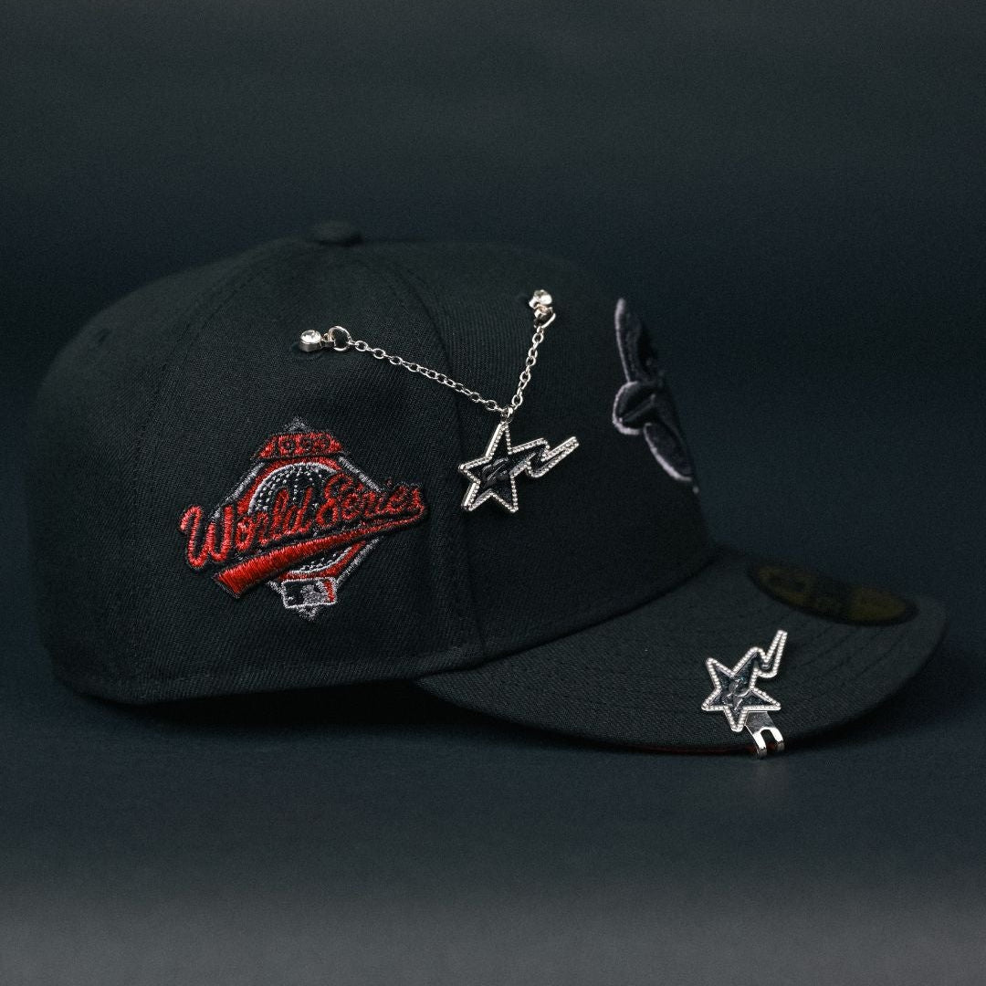 NEW ERA EXCLUSIVE 59FIFTY BLACK TORONTO BLUE JAYS W/ WORLD SERIES SIDE PATCH