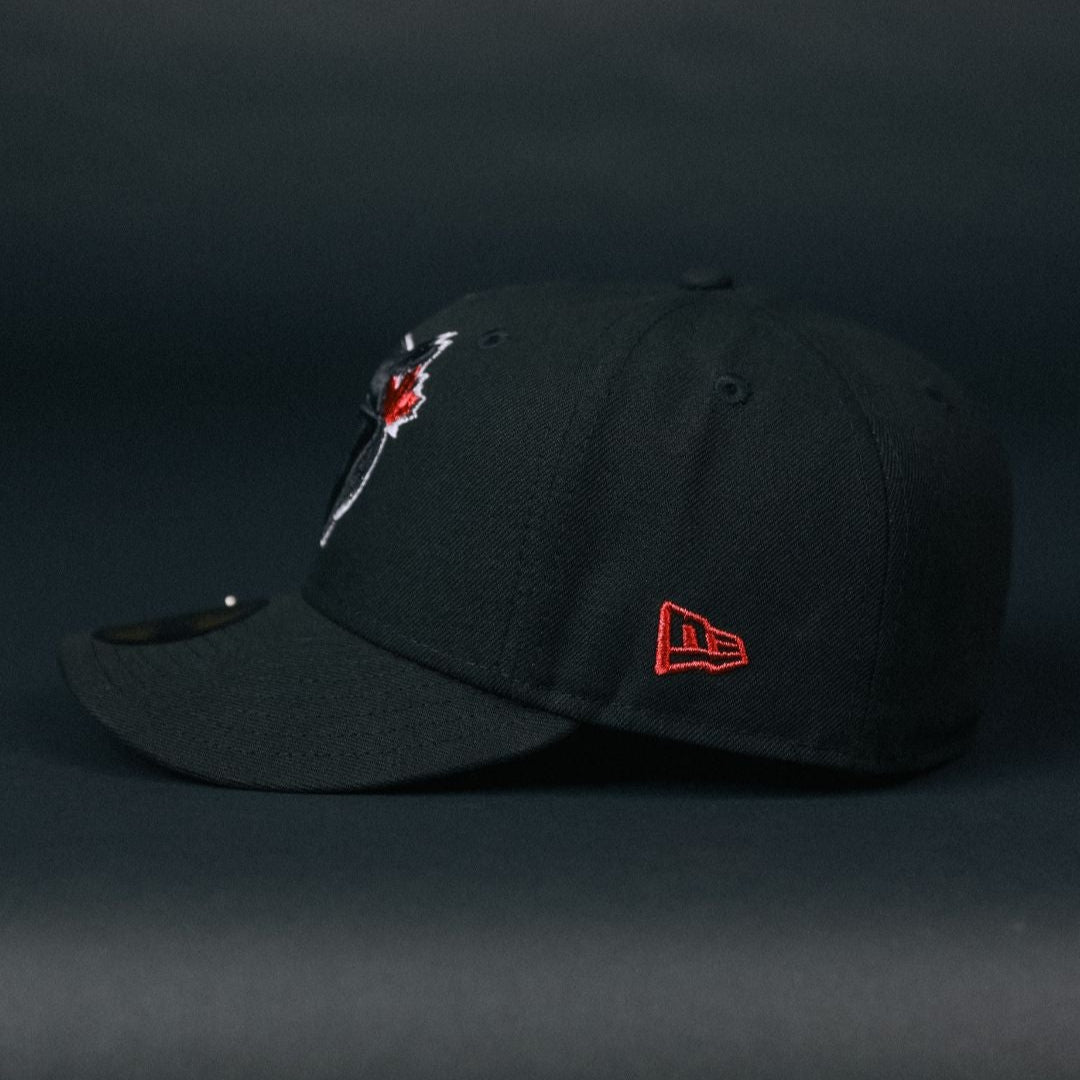 NEW ERA EXCLUSIVE 59FIFTY BLACK TORONTO BLUE JAYS W/ WORLD SERIES SIDE PATCH