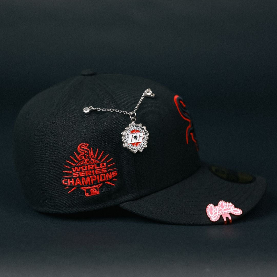 NEW ERA EXCLUSIVE 59FIFTY BLACKED OUT CHICAGO WHITE SOX W/ WORLD SERIES CHAMPIONS SIDE PATCH