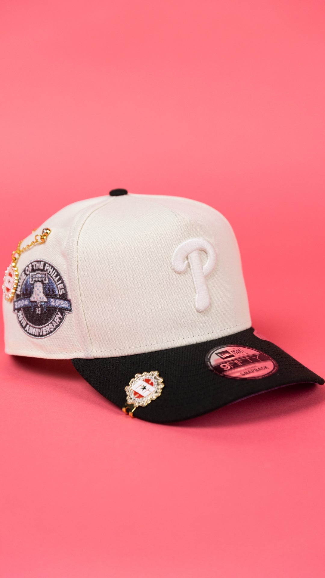 NEW ERA 9FIFTY A-FRAME CHROME/ BLACK PHILADELPHIA PHILLIES SNAPBACK W/ HOME OF THE PHILLIES SIDE PATCH