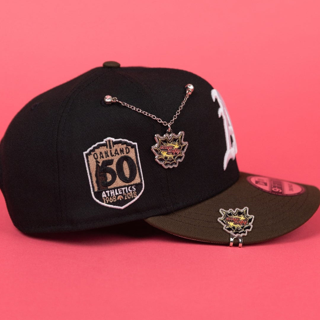 NEW ERA EXCLUSIVE 9FIFTY BLACK/ BROWN OAKLAND ATHLETICS W/ 50TH ANNIVERSARY SIDE PATCH