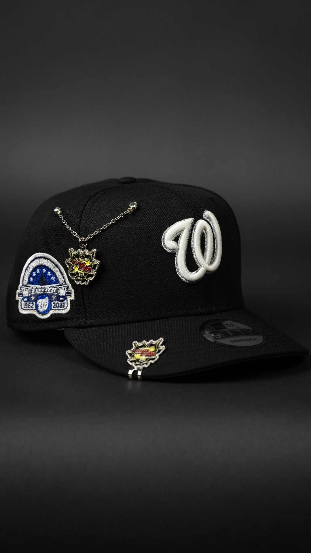 NEW ERA EXCLUSIVE 9FIFTY BLACK WASHINGTON NATIONALS W/ ANNIVERSARY SIDE PATCH