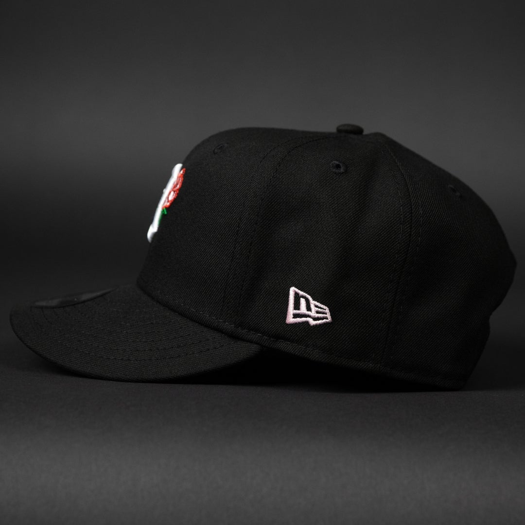 NEW ERA EXCLUSIVE 9FIFTY BLACK DETROIT TIGERS SNAPBACK W/ PINK ROSE + WORLD SERIES SIDE PATCH