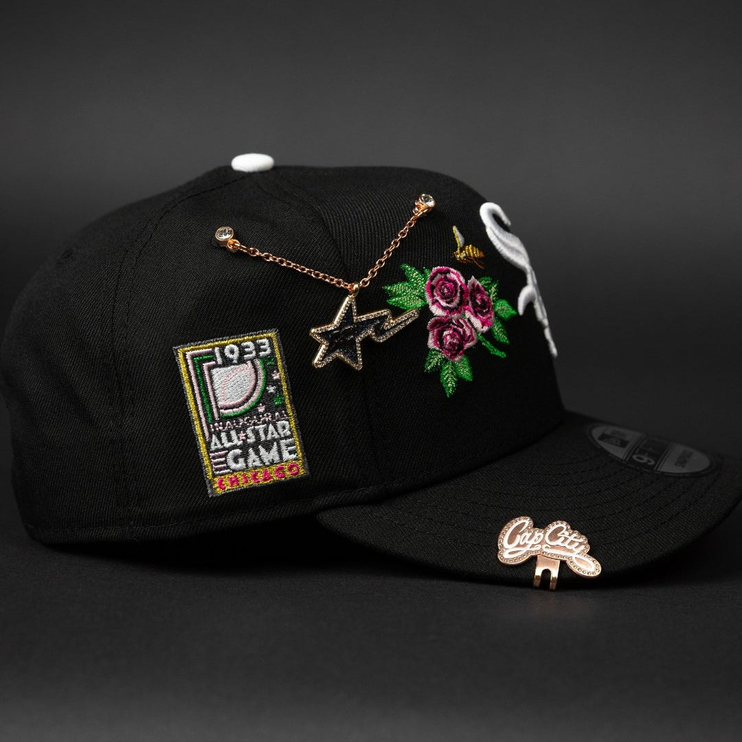 NEW ERA EXCLUSIVE 9FIFTY BLACK CHICAGO WHITE SOX W/ PINK ROSES + ALL STAR GAME SIDE PATCH