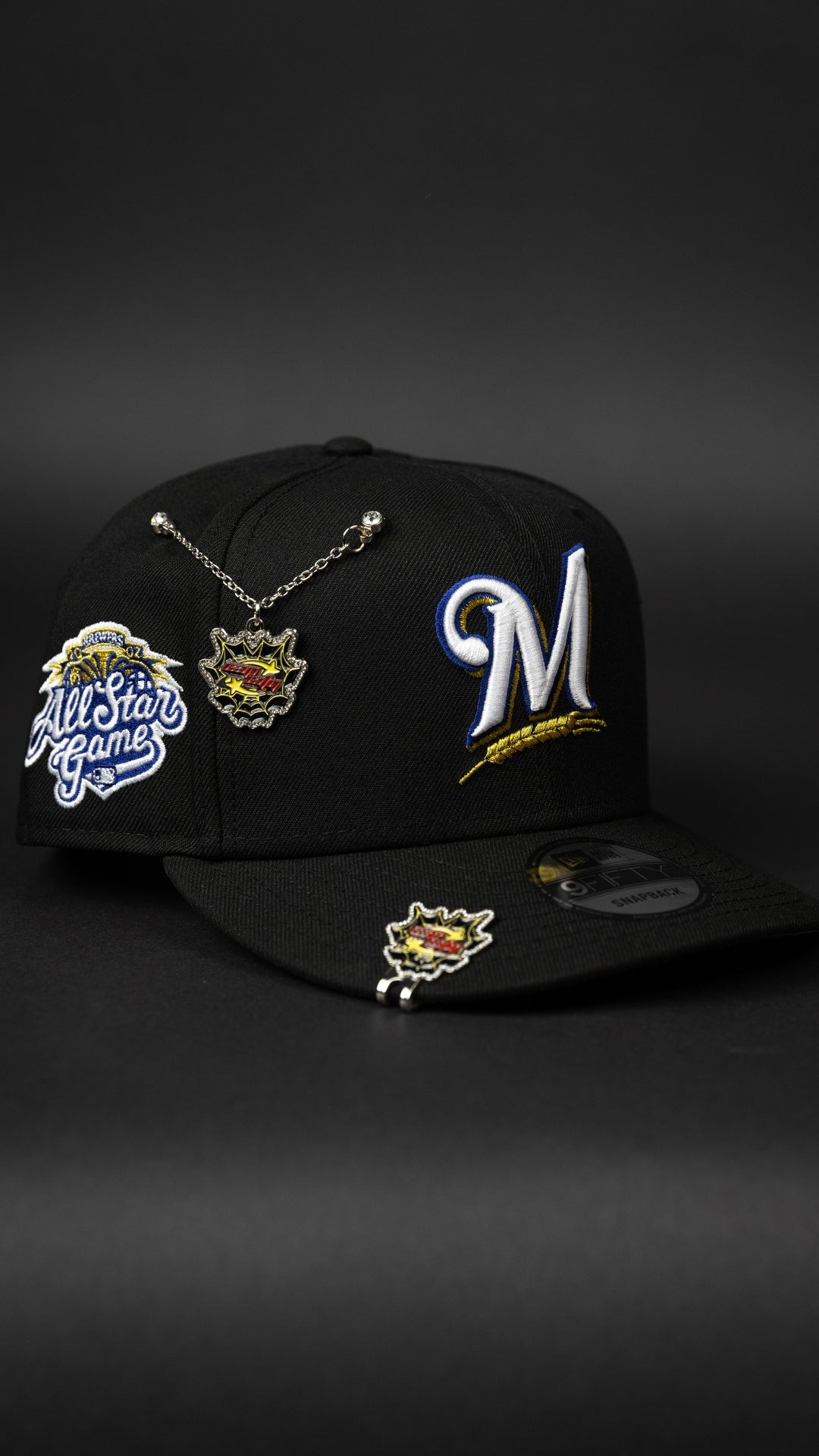 NEW ERA EXCLUSIVE 9FIFTY BLACK MILWAUKEE BREWERS SNAPBACK W/ ALL STAR GAME SIDE PATCH