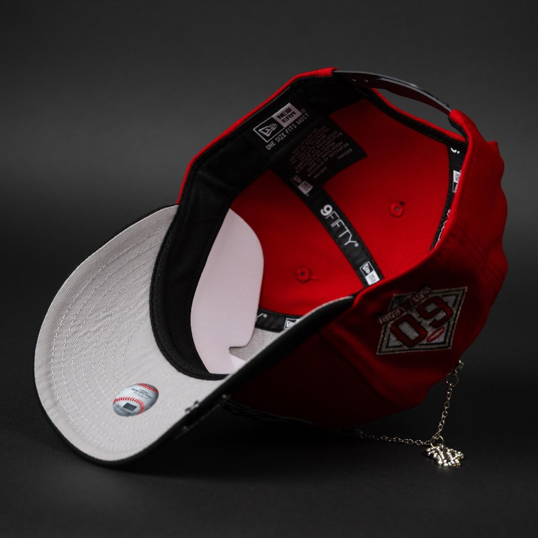 NEW ERA EXCLUSIVE 9FIFTY DARK RED/ BLACK ANAHEIM ANGELS SNAPBACK W/ 60TH ANNIVERSARY SIDE PATCH