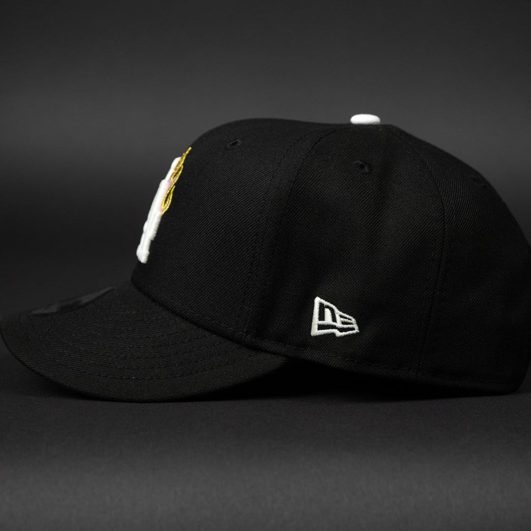 NEW ERA EXCLUSIVE 9FIFTY BLACK LOS ANGELES DODGERS SNAPBACK W/ FLAME LOGO + "SHOHEI OHTANI" SIDE PATCH