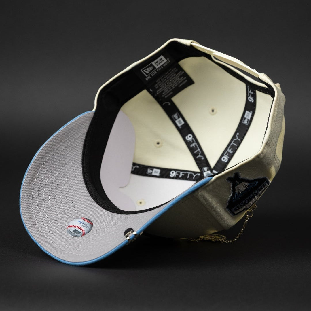 NEW ERA EXCLUSIVE 9FIFTY CHROME/ ICY BLUE ARIZONA DIAMONDBACKS SNAPBACK W/ 1998 INAUGURAL SEASON SIDE PATCH