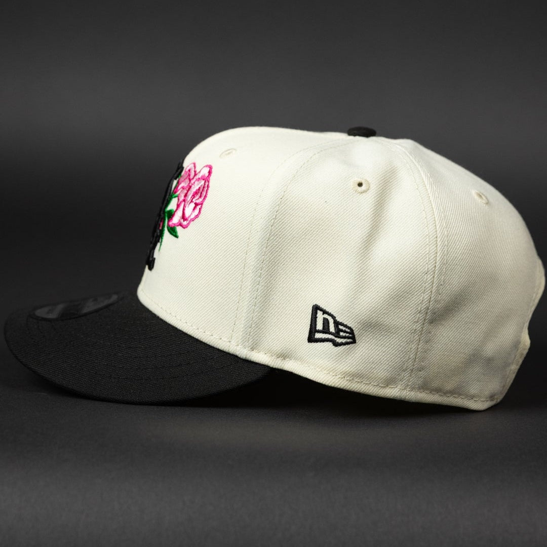 NEW ERA EXCLUSIVE 9FIFTY CHROME/ BLACK CHICAGO WHITE SOX SNAPBACK W/ PINK ROSE + ALL STAR YEARS SIDE PATCH