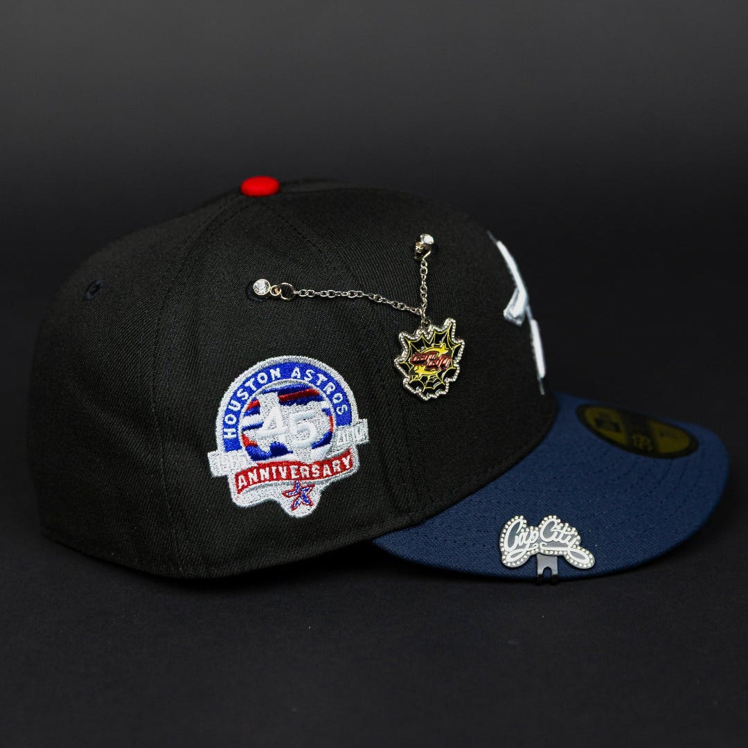 NEW ERA EXCLUSIVE 59FIFTY BLACK/ NAVY HOUSTON ASTROS W/ 45TH ANNIVERSARY SIDE PATCH