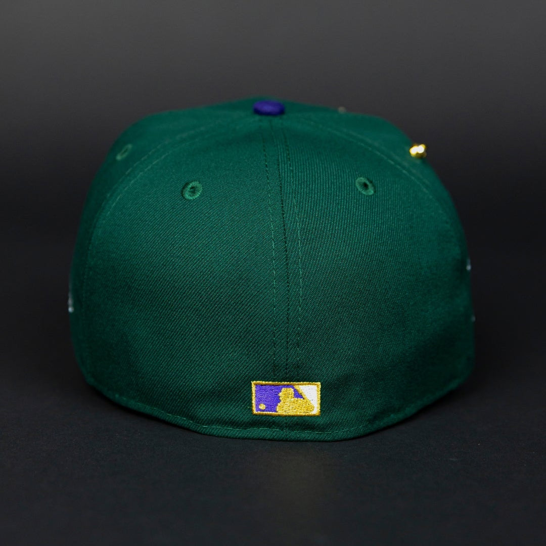 NEW ERA EXCLUSIVE 59FIFTY FOREST GREEN/ PURPLE NEW YORK YANKEES W/ 199