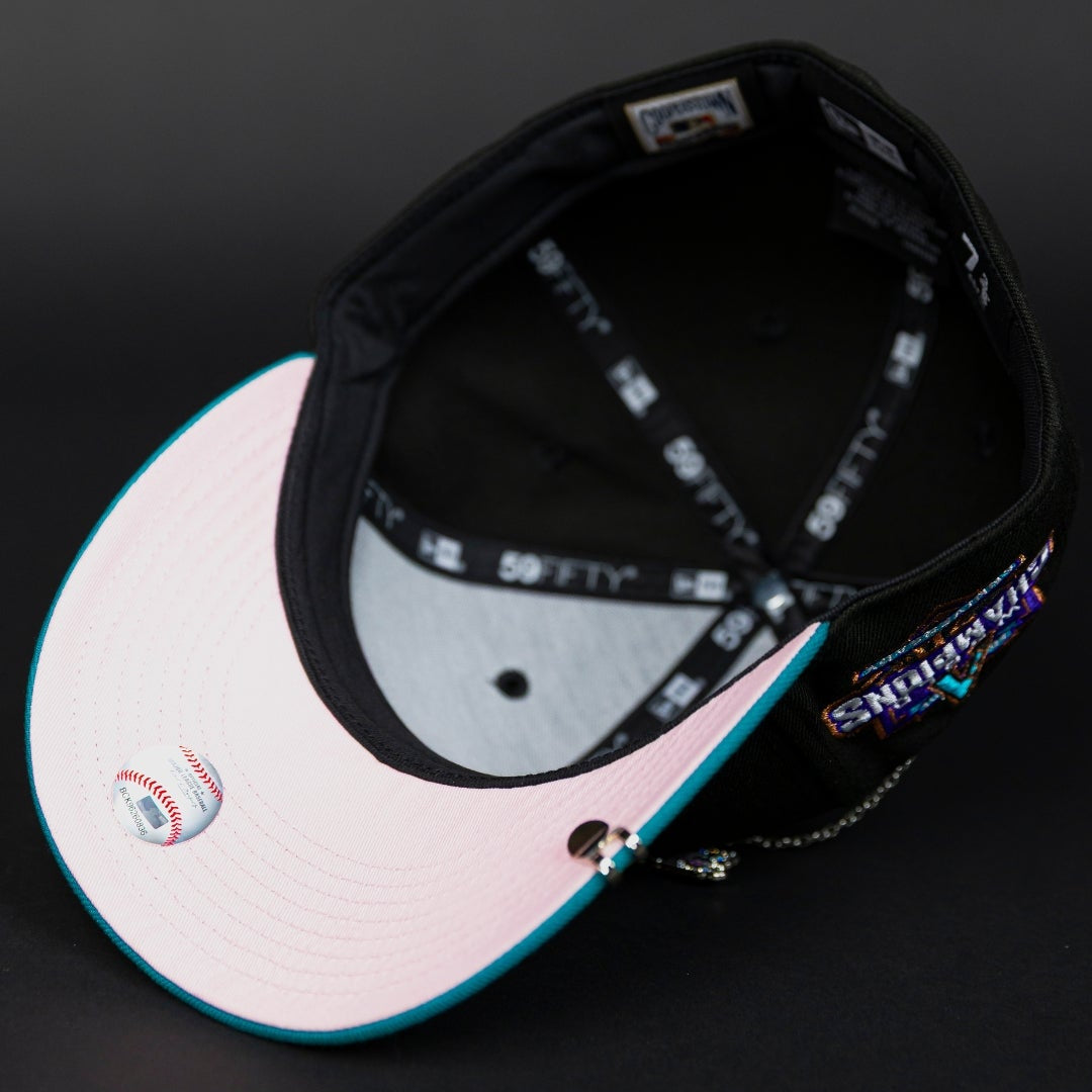 NEW ERA EXCLUSIVE 59FIFTY BLACK/ AQUA BLUE ARIZONA DIAMONDBACKS W/ WORLD CHAMPIONS SIDE PATCH