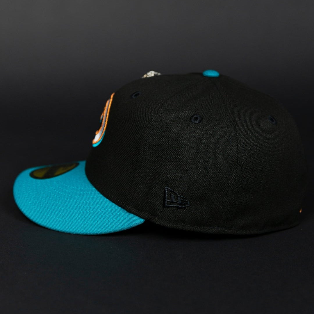 NEW ERA EXCLUSIVE 59FIFTY BLACK/ AQUA BLUE ARIZONA DIAMONDBACKS W/ WORLD CHAMPIONS SIDE PATCH