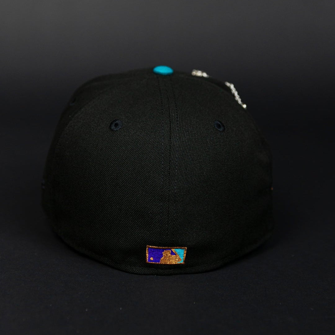 NEW ERA EXCLUSIVE 59FIFTY BLACK/ AQUA BLUE ARIZONA DIAMONDBACKS W/ WORLD CHAMPIONS SIDE PATCH