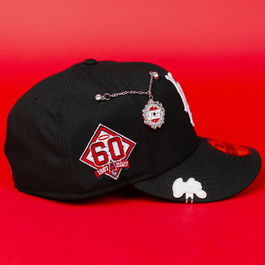 NEW ERA EXCLUSIVE 59FIFTY BLACK LOS ANGELES ANGELS W/ 60TH ANNIVERSARY SIDE PATCH