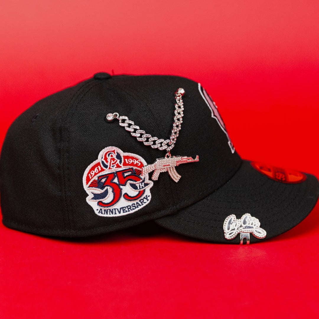 NEW ERA WXCLUSIVE 59FIFTY BLACK "CALIFORNIA ANGELS" W/ 35TH ANNIVERSARY SIDE PATCH