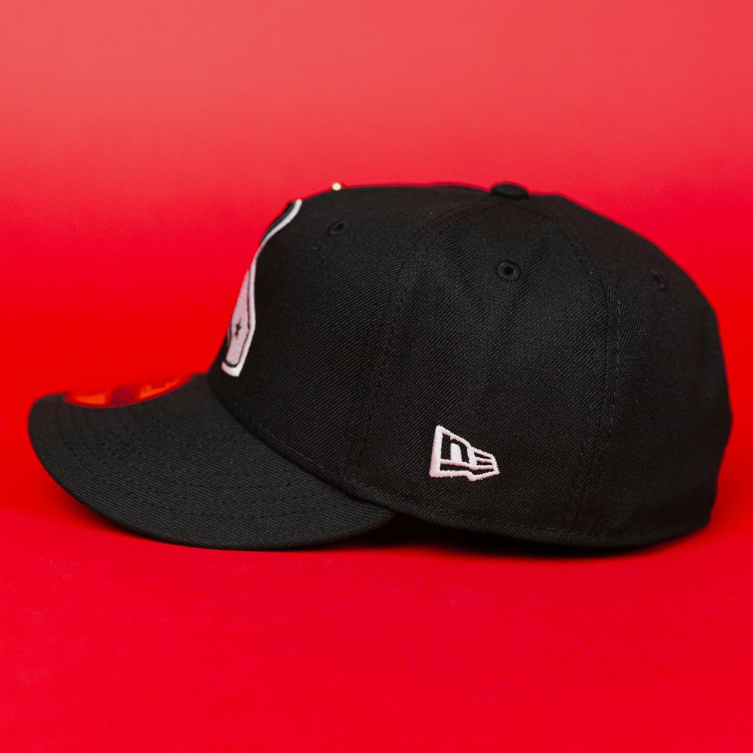 NEW ERA EXCLUSIVE 59FIFTY BLACK ANAHEIM ANGELS W/ "CALI STATE LOGO" + 1989 ALL STAR GAME SIDE PATCH