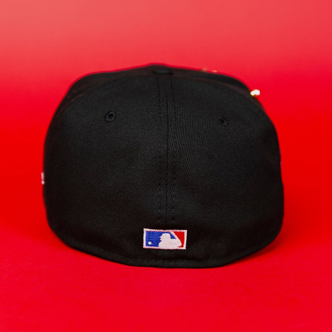 NEW ERA EXCLUSIVE 59FIFTY BLACK ANAHEIM ANGELS W/ "CALI STATE LOGO" + 1989 ALL STAR GAME SIDE PATCH