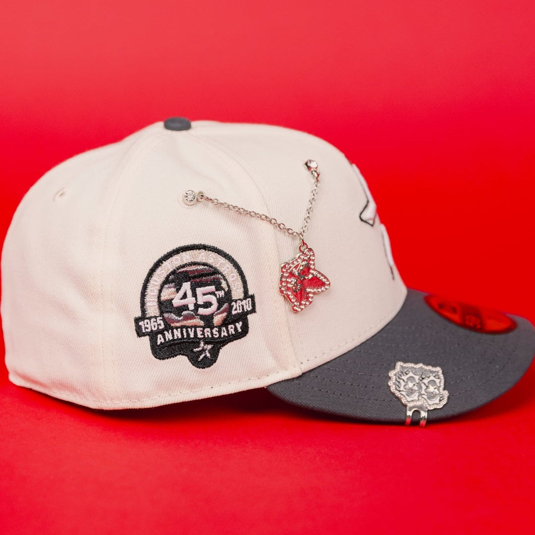 NEW ERA EXCLUSIVE 59FIFTY CHROME/ GREY HOUSTON ASTROS W/ 45TH ANNIVERSARY SIDE PATCH