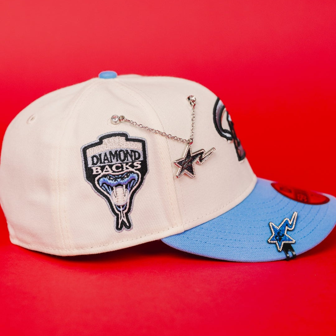 NEW ERA EXCLUSIVE 59FIFTY CHROME/ ICY BLUE ARIZONA DIAMONDBACKS W/ 1998 INAUGURAL SEASON SIDE PATCH