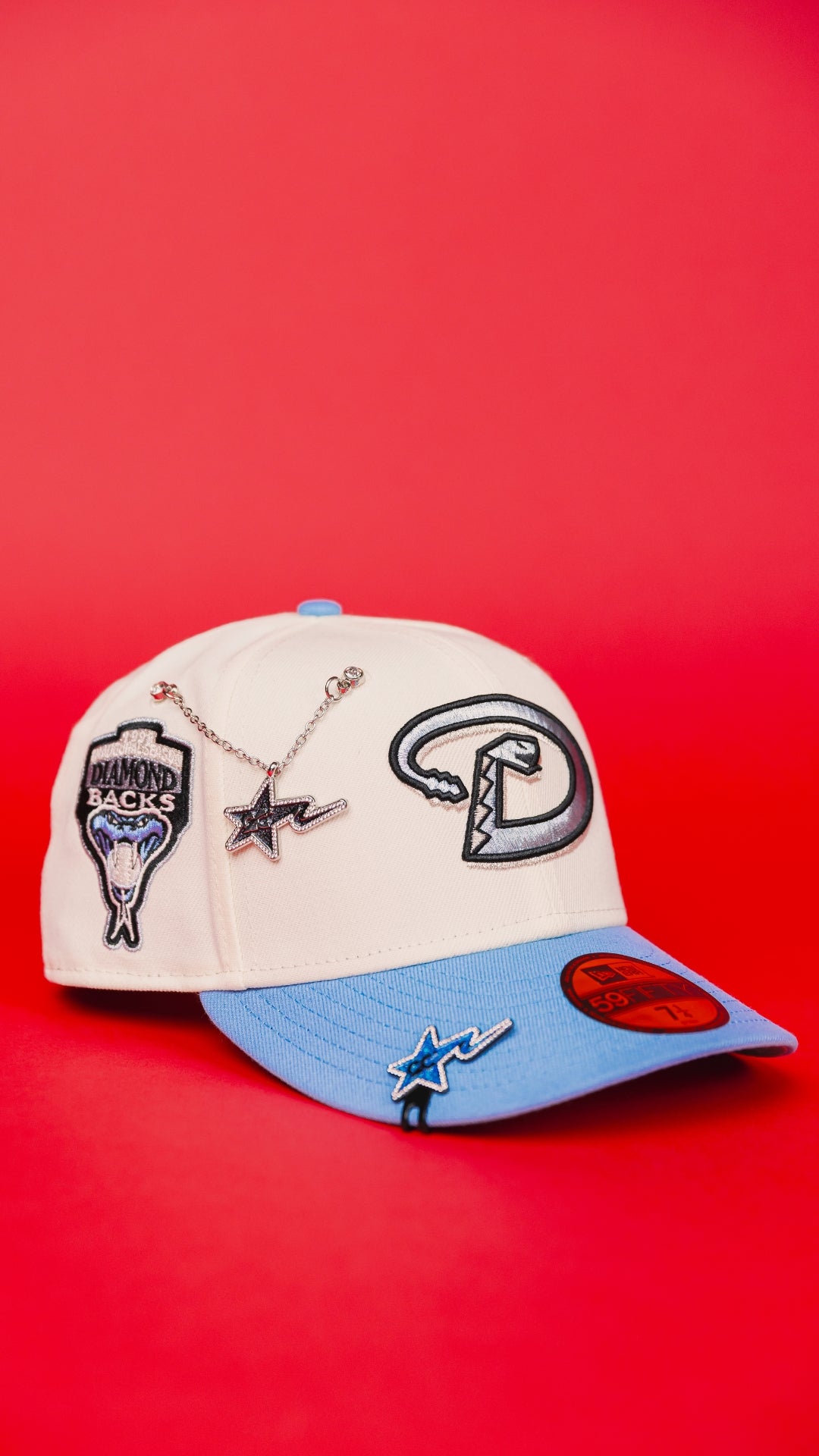 NEW ERA EXCLUSIVE 59FIFTY CHROME/ ICY BLUE ARIZONA DIAMONDBACKS W/ 1998 INAUGURAL SEASON SIDE PATCH