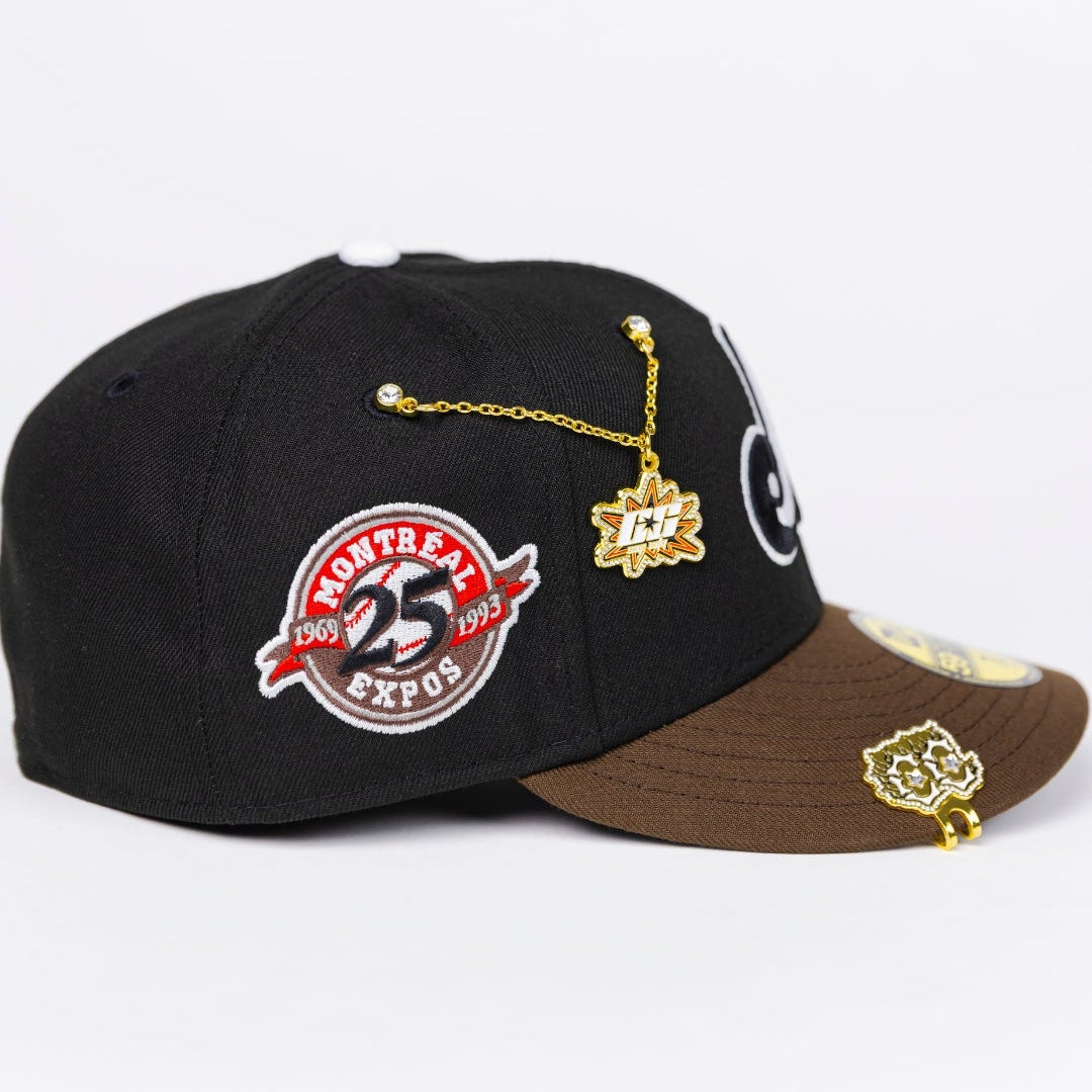 NEW ERA EXCLUSIVE 59FIFTY BLACK/ BROWN MONTREAL EXPOS W/ 25TH ANNIVERSARY SIDE PATCH