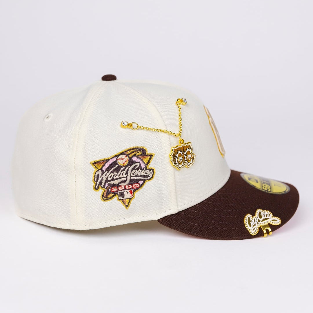 NEW ERA EXCLUSIVE 59FIFTY CHROME/ BROWN NEW YORK YANKEES W/ 2000 WORLD SERIES SIDE PATCH