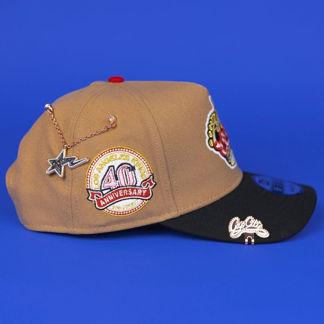 NEW ERA 9FIFTY A-FRAME CAMEL BROWN LOS ANGELES KINGS SNAPBACK W/ 40TH ANNIVERSARY SIDE PATCH