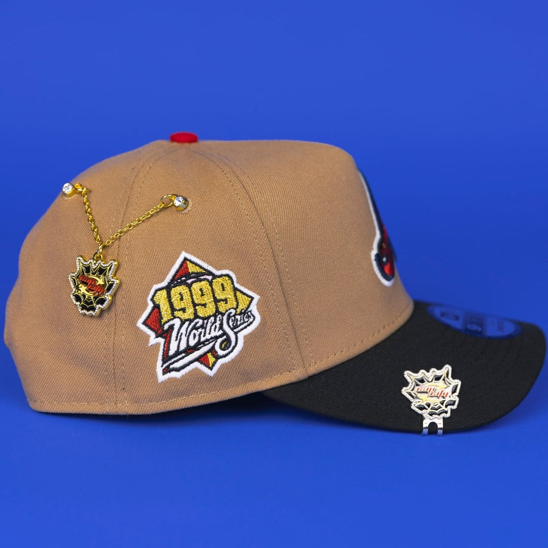 NEW ERA 9FIFTY A-FRAME CAMEL BROWN ATLANTA BRAVES SNAPBACK W/ 1999 WORLD SERIES SIDE PATCH