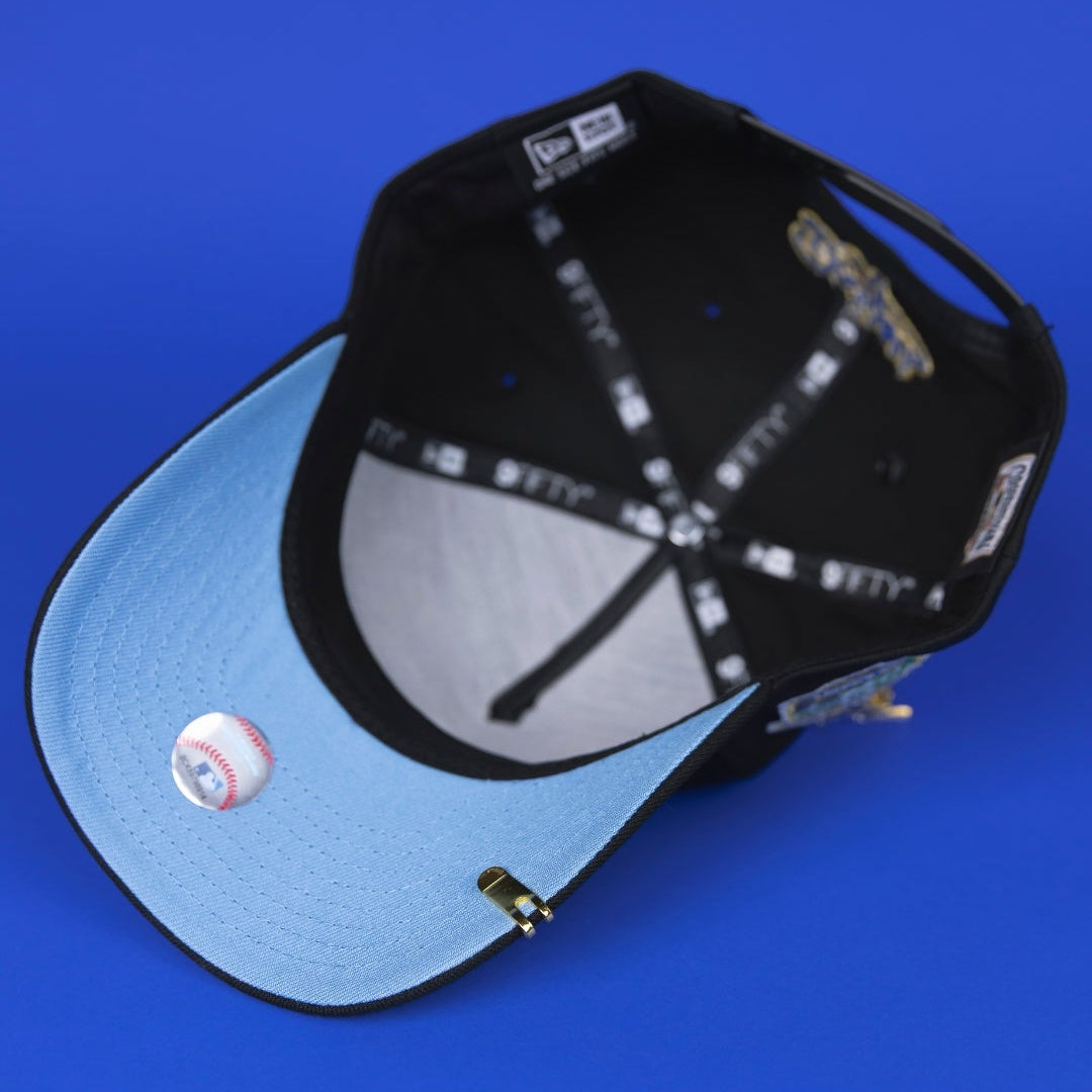 NEW ERA 9FIFTY A-FRAME BLACK LOS ANGELES DODGERS SNAPBACK GALAXY SCRIPT W/ 40TH ANNIVERSARY SIDE PATCH