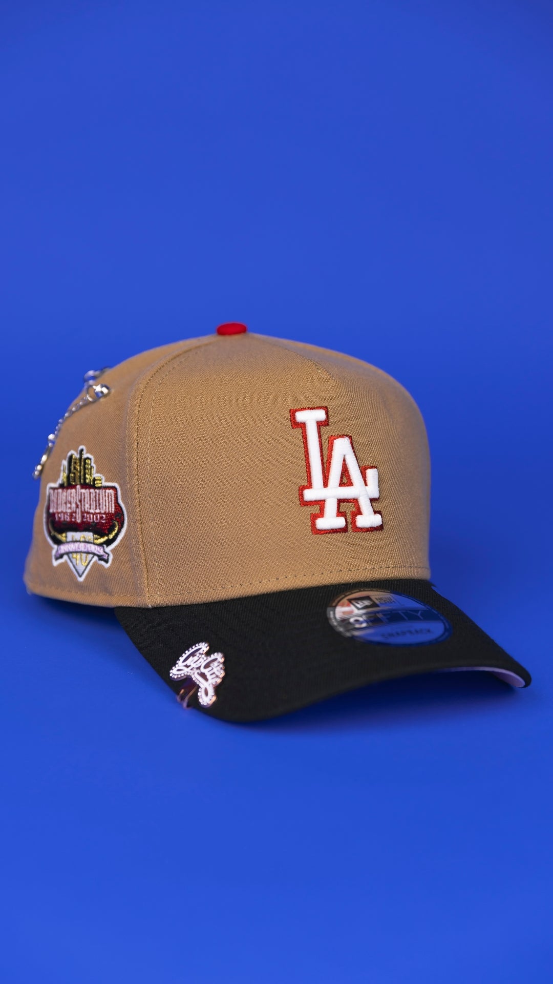 NEW ERA 9FIFTY A-FRAME CAMEL BROWN LOS ANGELES DODGERS SNAPBACK W/ 40TH ANNIVERSARY SIDE PATCH