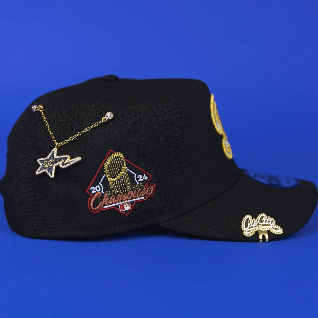 NEW ERA 9FIFTY A-FRAME BLACK LOS ANGELES DODGERS SNAPBACK W/ WORLD SERIES CHAMPIONS SIDE PATCH