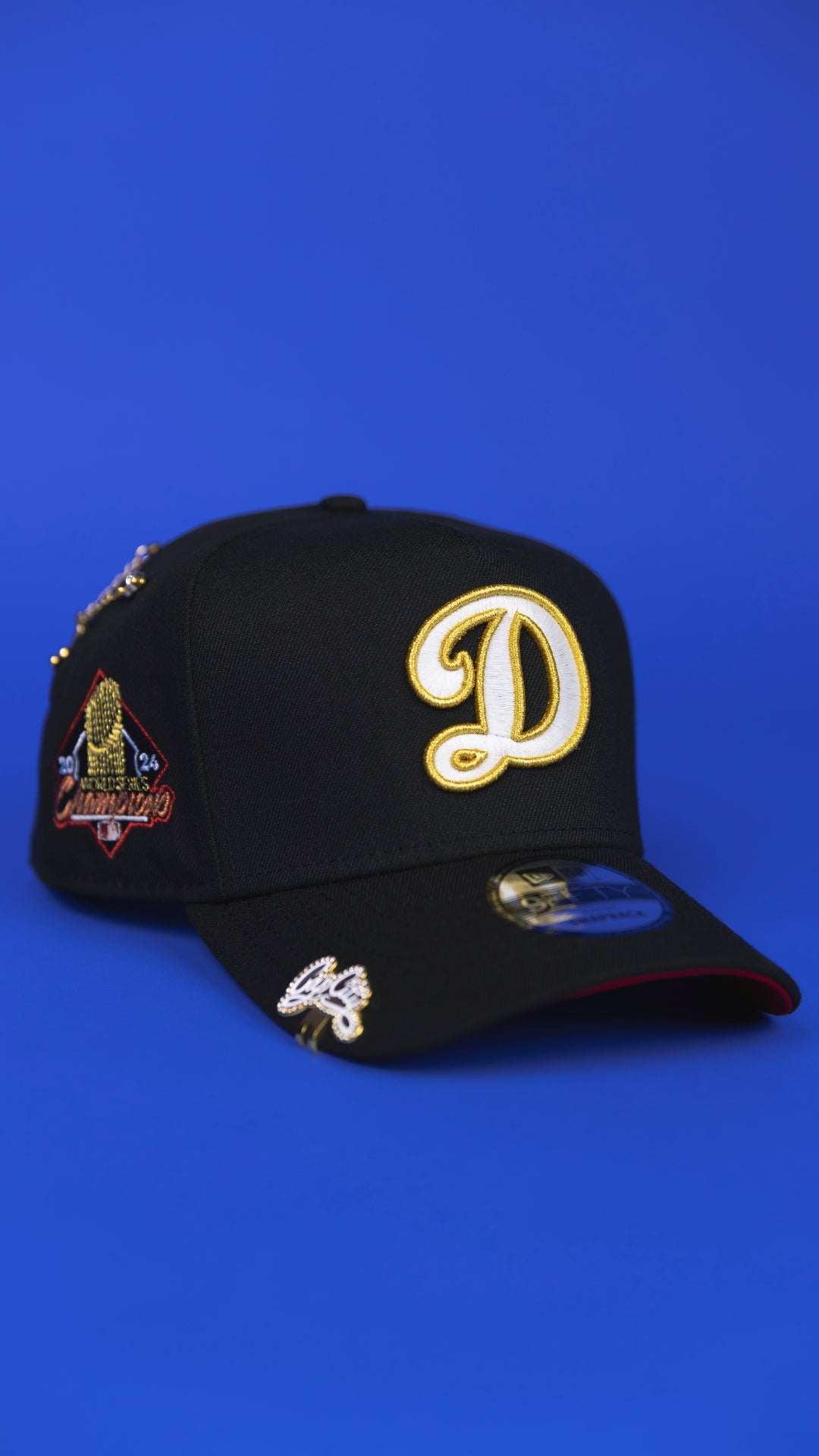NEW ERA 9FIFTY A-FRAME BLACK LOS ANGELES DODGERS SNAPBACK W/ WORLD SERIES CHAMPIONS SIDE PATCH