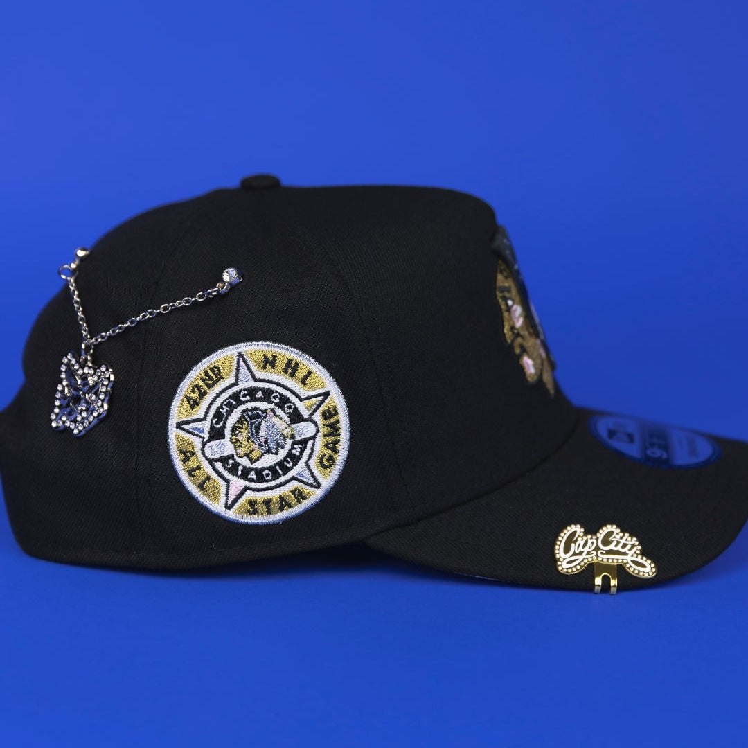 NEW ERA 9FIFTY A-FRAME BLACK CHICAGO BLACKHAWKS SNAPBACK W/ ALL STAR GAME SIDE PATCH
