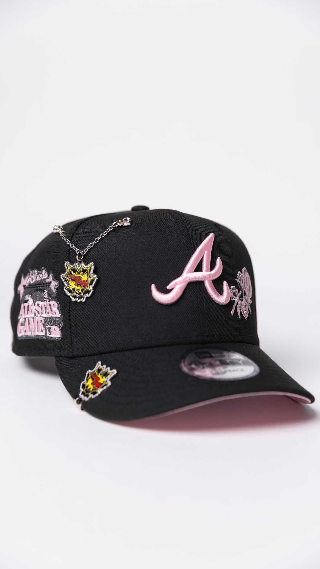 NEW ERA EXCLUSIVE 9FIFTY BLACK ATLANTA BRAVES SNAPBACK W/ ROSES + 2000 ALL STAR GAME SIDE PATCH