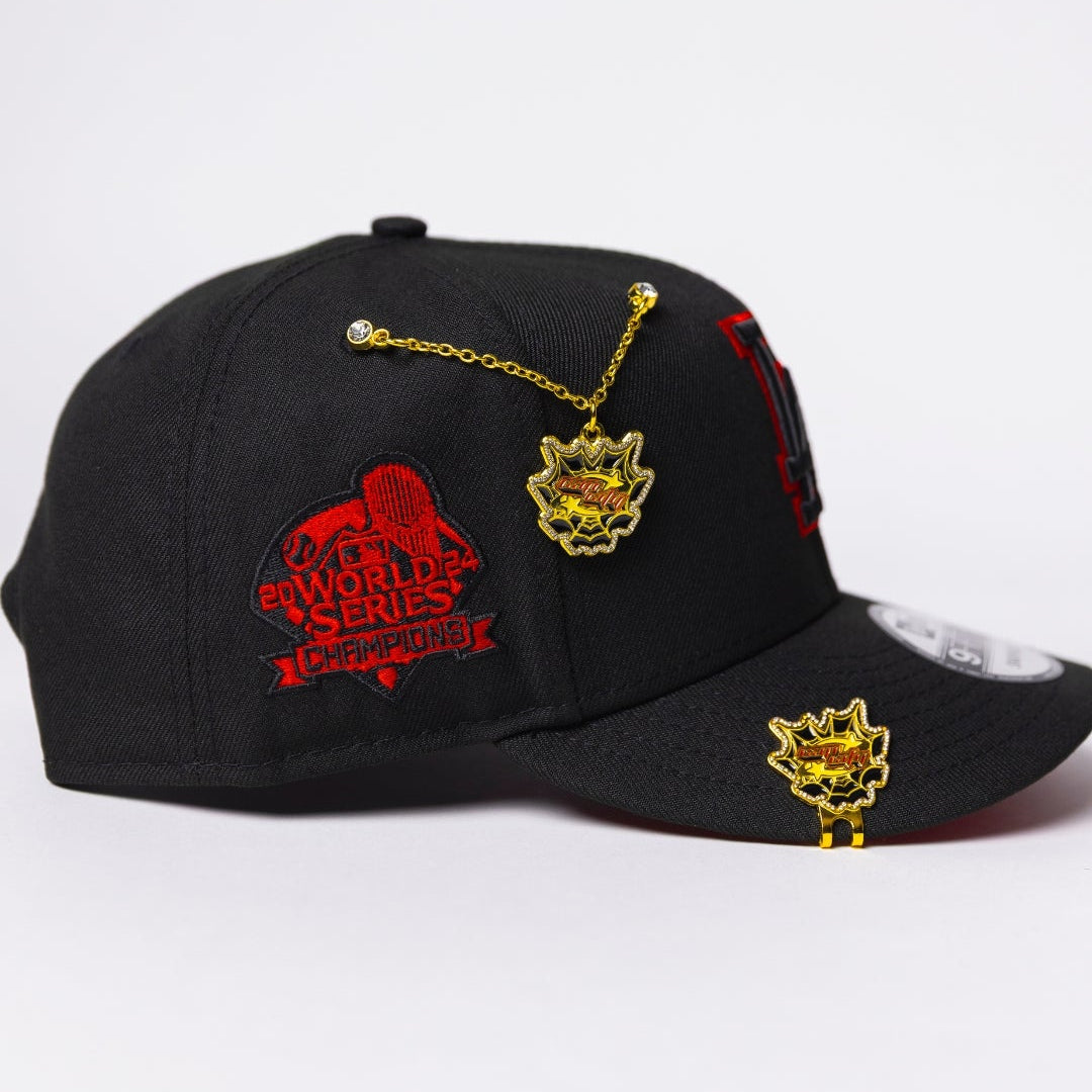 NEW ERA EXCLUSIVE 9FIFTY BLACKED OUT LOS ANGELES DODGERS SNAPBACK W/ WORLD SERIES CHAMPIONS SIDE PATCH