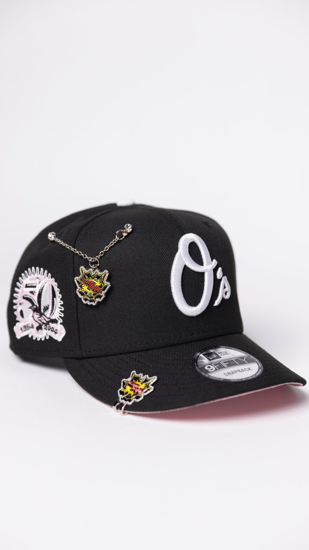 NEW ERA EXCLUSIVE 9FIFTY BLACK BALTIMORE ORIOLES SNAPBACK W/ 50TH ANNIVERSARY PATCH