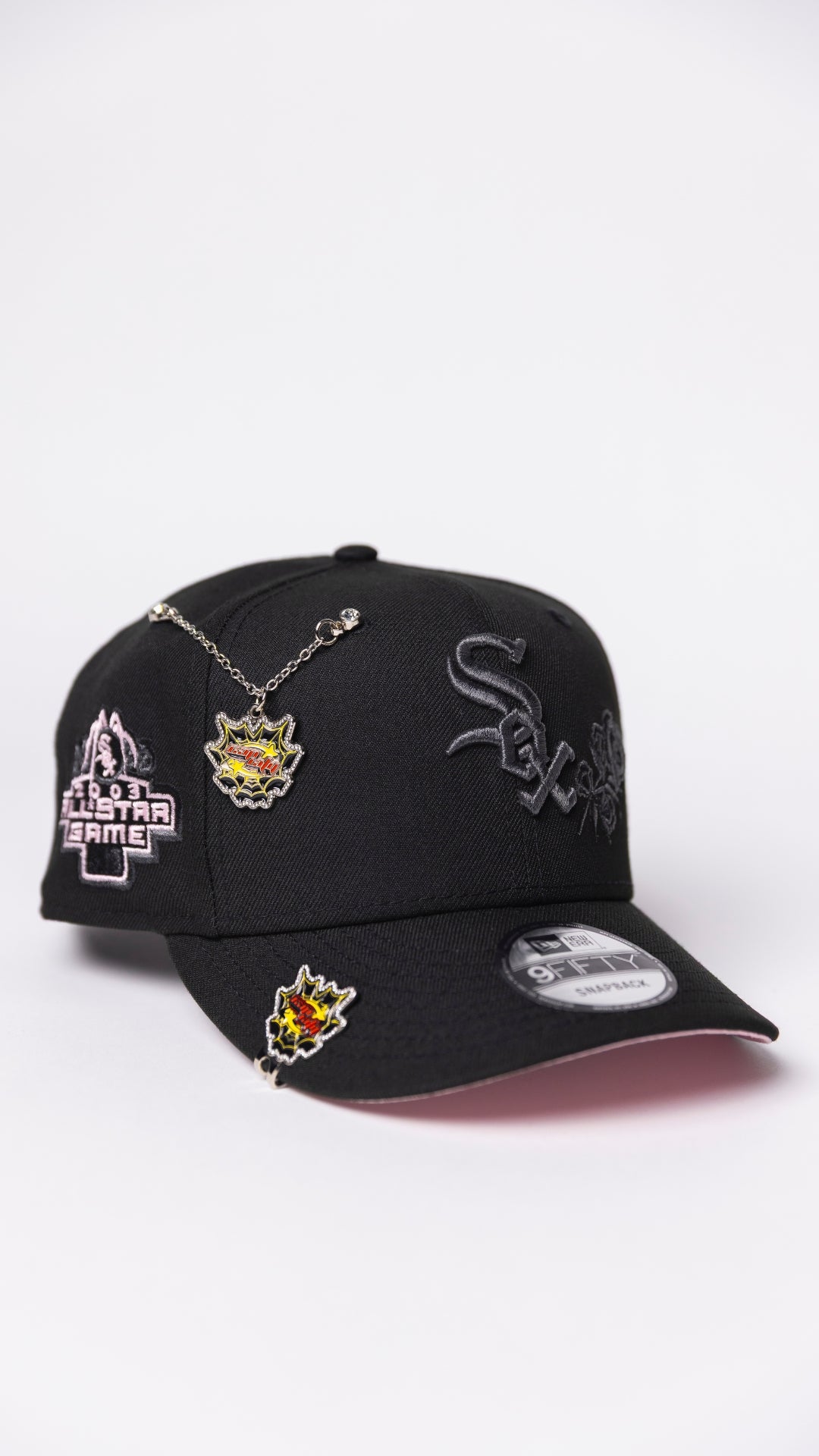 NEW ERA EXCLUSIVE 9FIFTY BLACKED OUT CHICAGO WHITE SOX SNAPBACK W/ ROSES + 2003 ALL STAR GAME SIDE PATCH