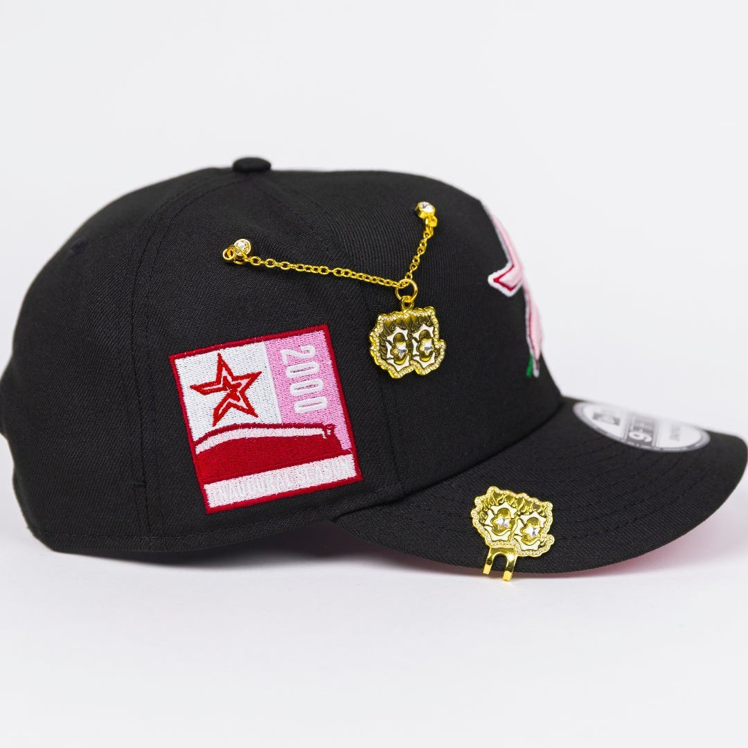 NEW ERA EXCLUSIVE 9FIFTY BLACK HOUSTON ASTROS SNAPBACK W/ PINK ROSE + 2000 INAUGURAL SEASON SIDE PATCH