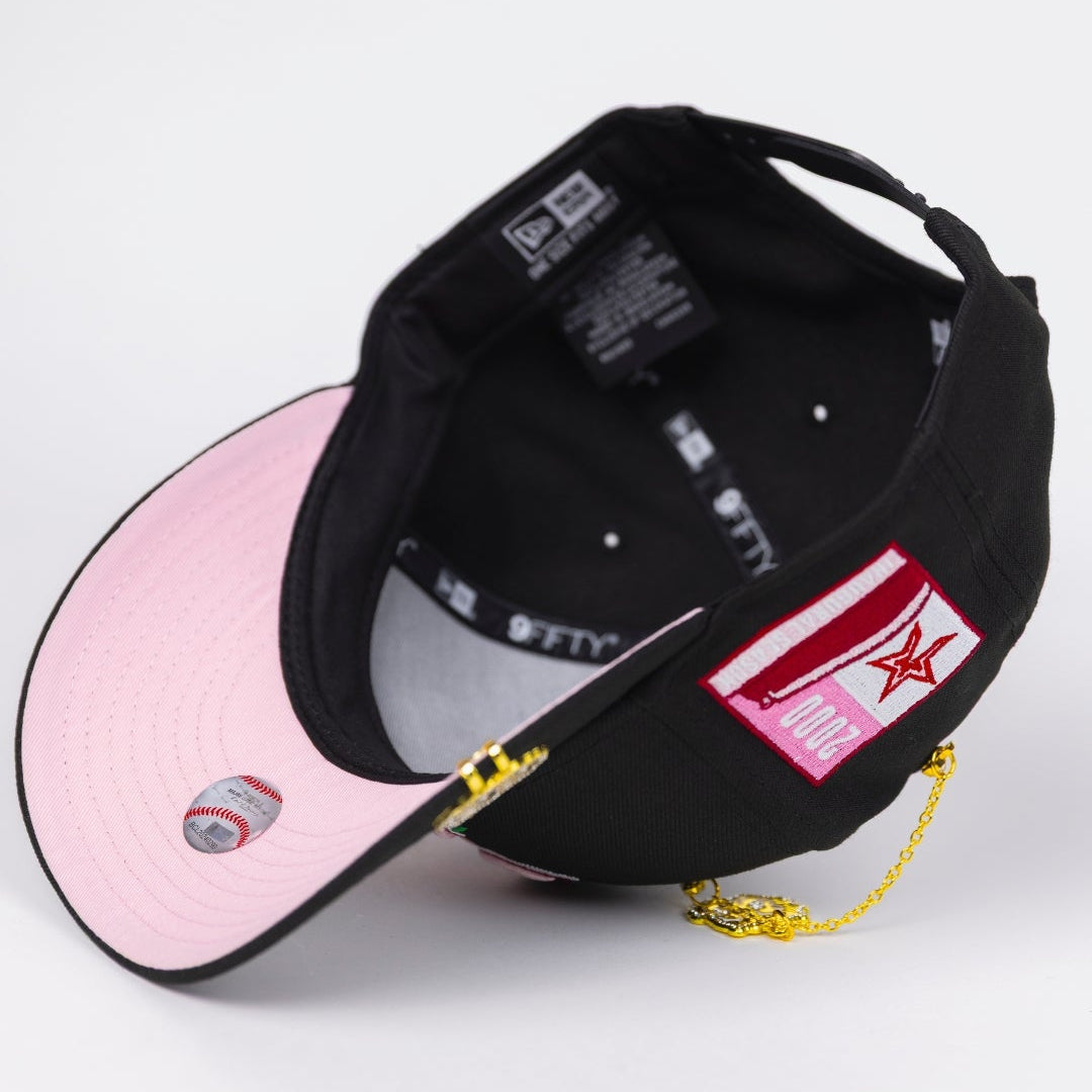 NEW ERA EXCLUSIVE 9FIFTY BLACK HOUSTON ASTROS SNAPBACK W/ PINK ROSE +